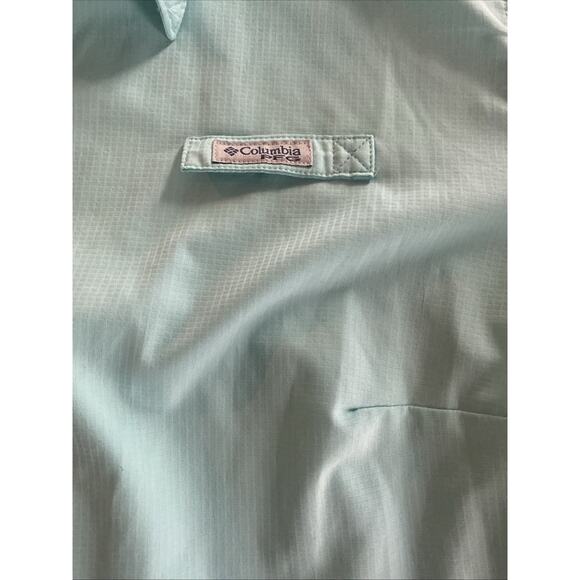 Columbia PFG Vented Short Sleeve Button Down Shirt Mens Sz 2 XL Mint Green - Picture 2 of 8